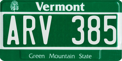 VT license plate ARV385