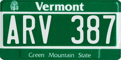 VT license plate ARV387