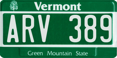 VT license plate ARV389