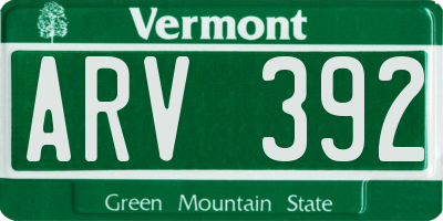 VT license plate ARV392