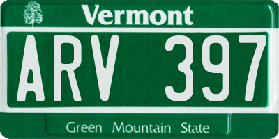 VT license plate ARV397