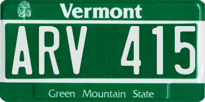 VT license plate ARV415