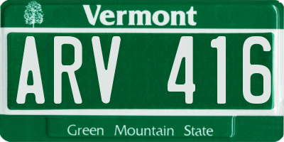 VT license plate ARV416