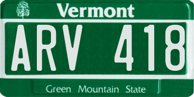 VT license plate ARV418