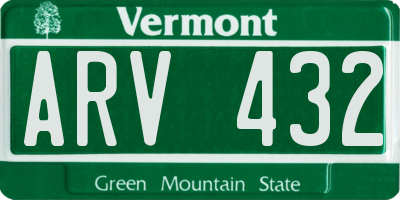 VT license plate ARV432
