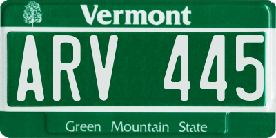VT license plate ARV445