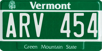 VT license plate ARV454