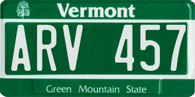 VT license plate ARV457