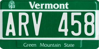 VT license plate ARV458