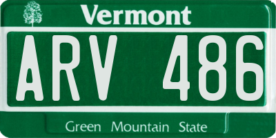 VT license plate ARV486
