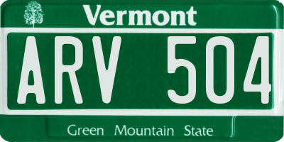 VT license plate ARV504