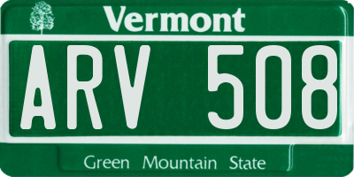 VT license plate ARV508