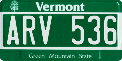 VT license plate ARV536