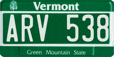 VT license plate ARV538