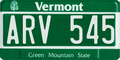 VT license plate ARV545