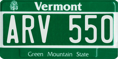 VT license plate ARV550