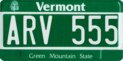 VT license plate ARV555
