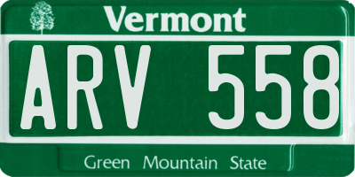 VT license plate ARV558