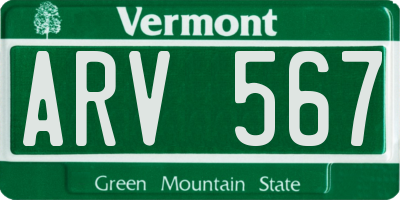 VT license plate ARV567