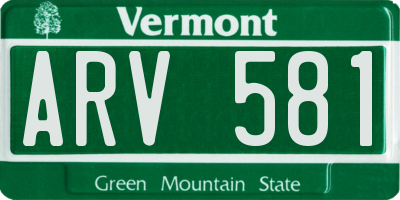 VT license plate ARV581
