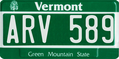 VT license plate ARV589