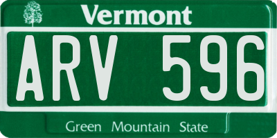VT license plate ARV596