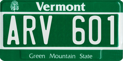 VT license plate ARV601