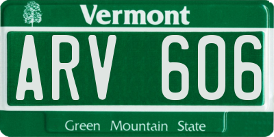 VT license plate ARV606