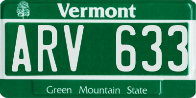 VT license plate ARV633