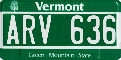 VT license plate ARV636