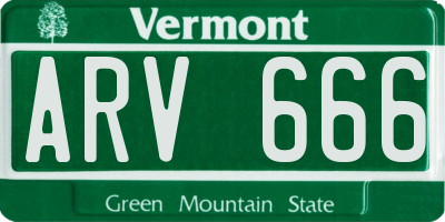 VT license plate ARV666