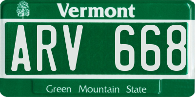 VT license plate ARV668