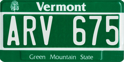 VT license plate ARV675