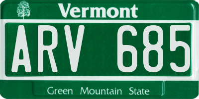 VT license plate ARV685