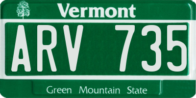 VT license plate ARV735