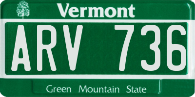 VT license plate ARV736