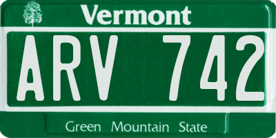 VT license plate ARV742