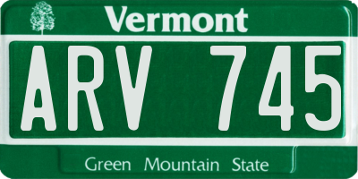 VT license plate ARV745
