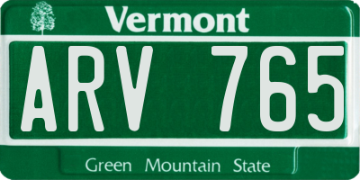 VT license plate ARV765