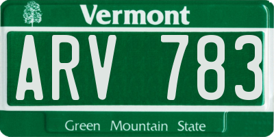 VT license plate ARV783
