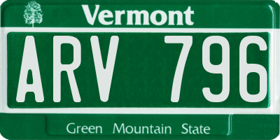 VT license plate ARV796