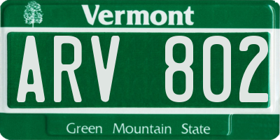 VT license plate ARV802