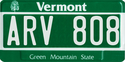 VT license plate ARV808