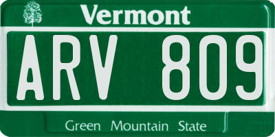 VT license plate ARV809