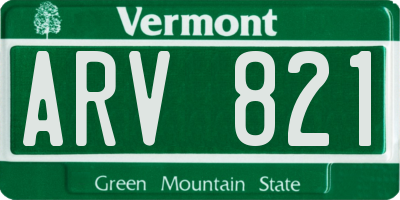 VT license plate ARV821