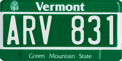 VT license plate ARV831