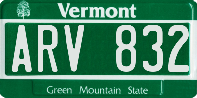 VT license plate ARV832