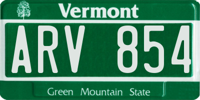 VT license plate ARV854