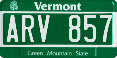 VT license plate ARV857