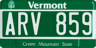 VT license plate ARV859